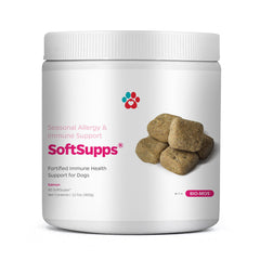 Pet Parents Allergy SoftSupps bottle for dog immune support with omega-3.