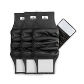 Pet Parents washable belly band on an XL black dog, secure and comfortable.