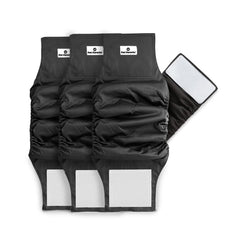 Pet Parents washable belly bands in a three-pack for small male dogs.