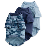 Pet Passion Toby 3-Pack navy camo T-shirt front view, soft organic cotton and cozy fit.