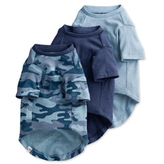 Pet Passion Toby 3-Pack navy camo T-shirt front view, soft organic cotton and cozy fit.