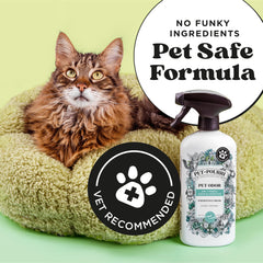 Pet-Pourri Pawsitively Fresh air spray demonstrates quick refresh of rooms.