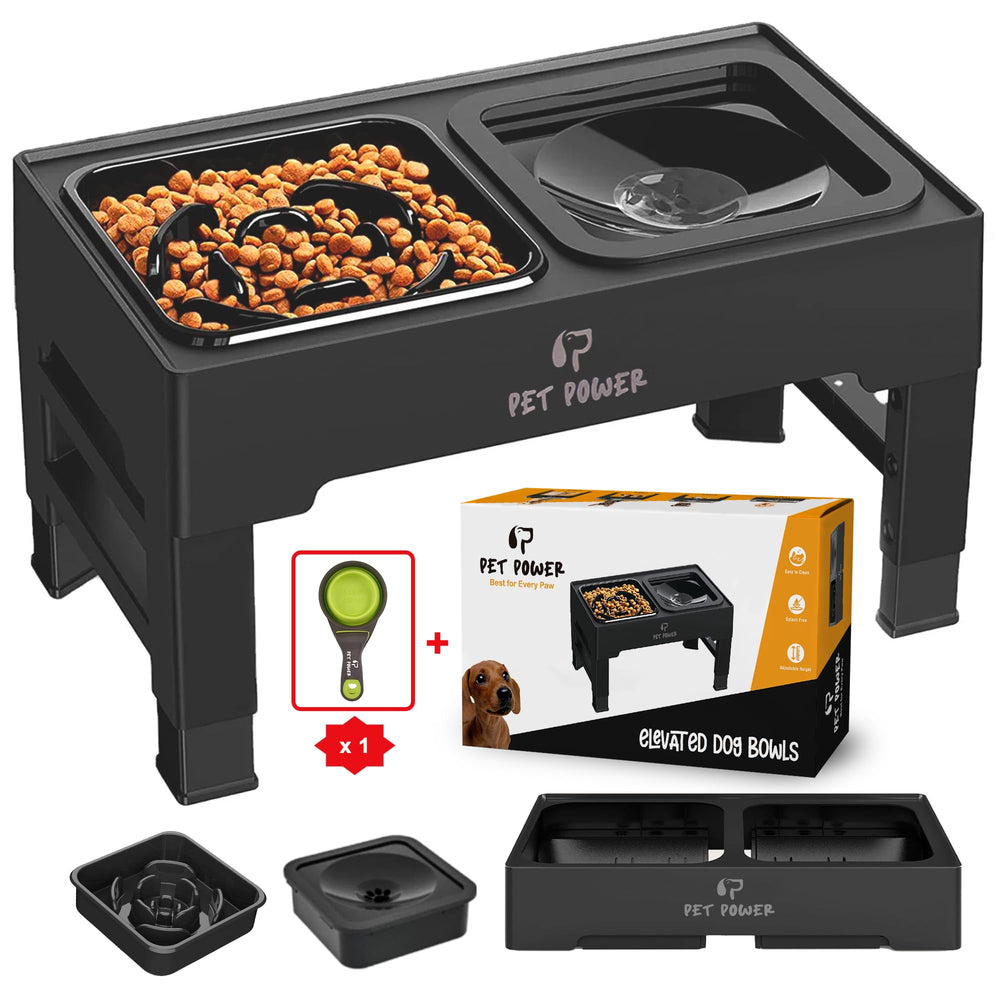 Pet Power adjustable height stand for comfortable feeding at every life stage.