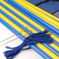 Pet Prime steel spikes keep poles firmly in the ground for steady drills.