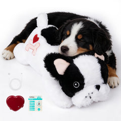 Pet Prime heartbeat dog toy with plush body and heartbeat device calms anxious puppies