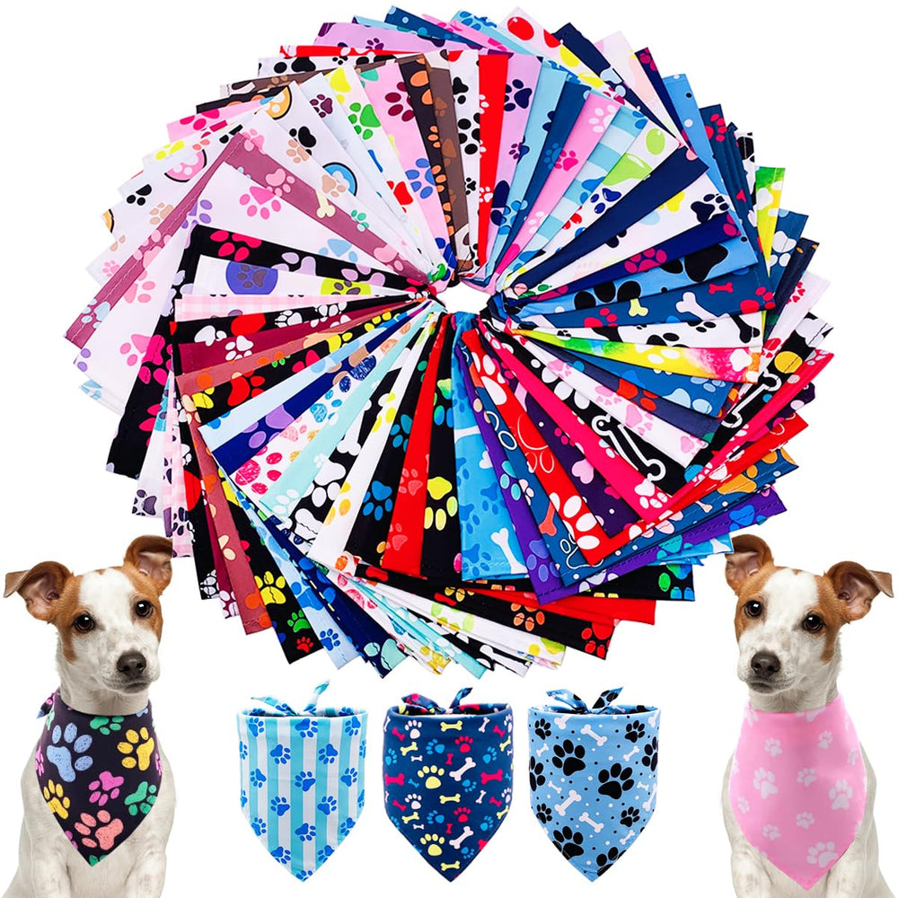 PET SHOW 50Pcs paw-pattern bandana pack for playful pet photos.