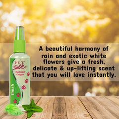 Pet Silk Rainforest Spray in grooming scene for light fragrance