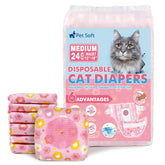 Pet Soft disposable cat diapers with flowers pattern offer comfortable fit and leak protection.