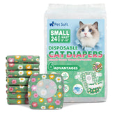 Pet Soft disposable cat diapers with flowers pattern provide comfortable protection for small cats.