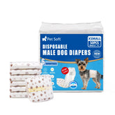 Pet Soft Male Dog Diapers with urine indicator for leak protection.