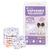 Pet Soft mixed-patterns pack of female dog diapers for small dogs.