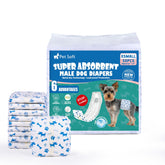 Pet Soft male diapers pack close-up with blue pattern for easy recognition.