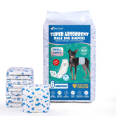 Pet Soft small male dog diaper front view shows compact fit.