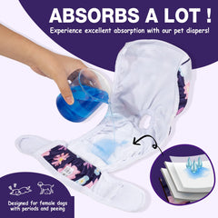 Pet Soft Washable Female Diapers three flower patterns for stylish reuse at home
