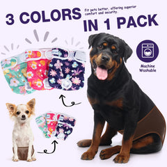 Pet Soft Washable Female Diapers waistband design with wider magic tape for secure fit