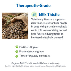 Pet Wellbeing Milk Thistle liquid dosing bottle, alcohol-free.