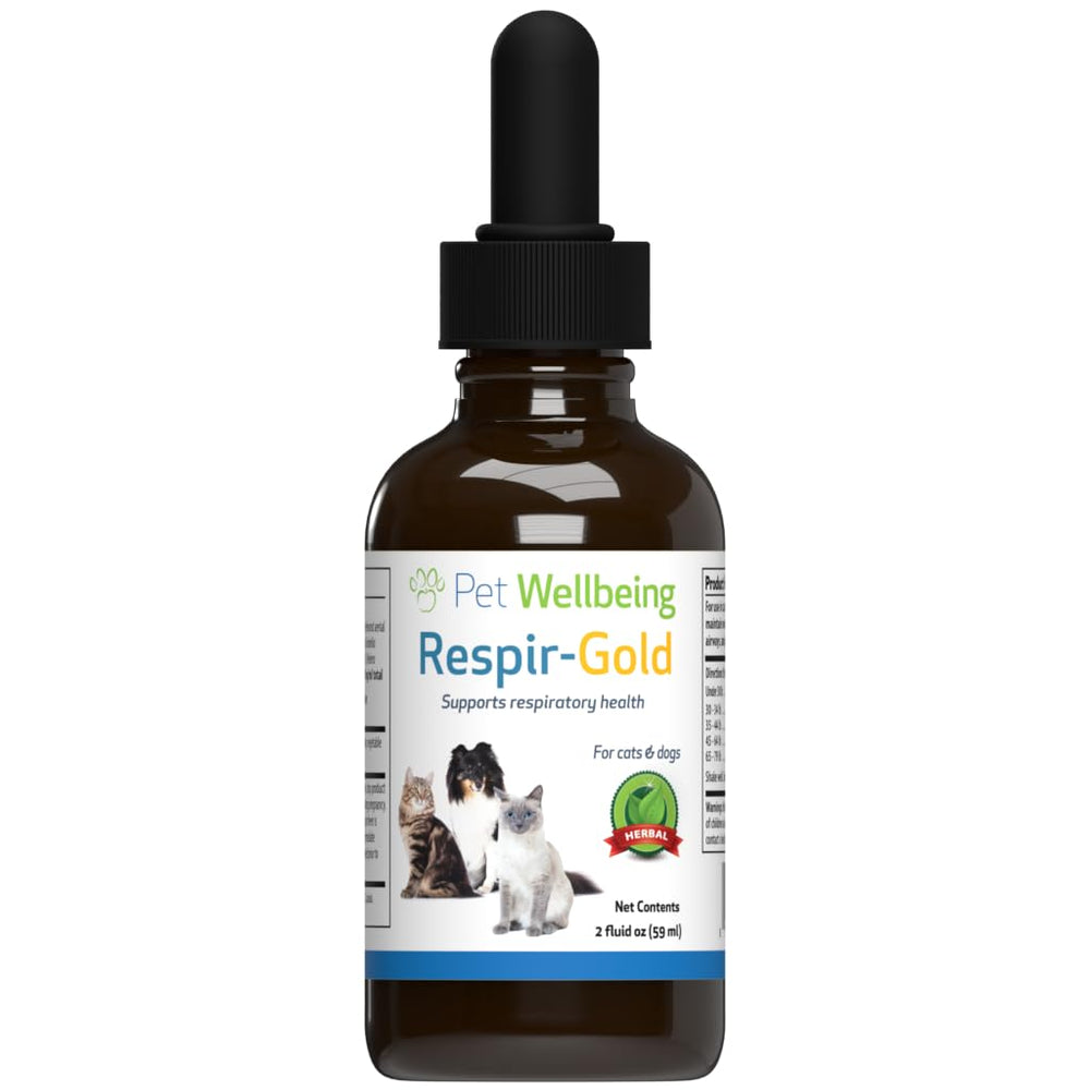 Pet Wellbeing Respir-Gold bottle supports open airways for cats.
