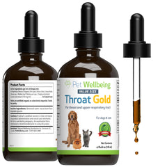Pet Wellbeing Throat Gold bottle pour for easy dog dosing