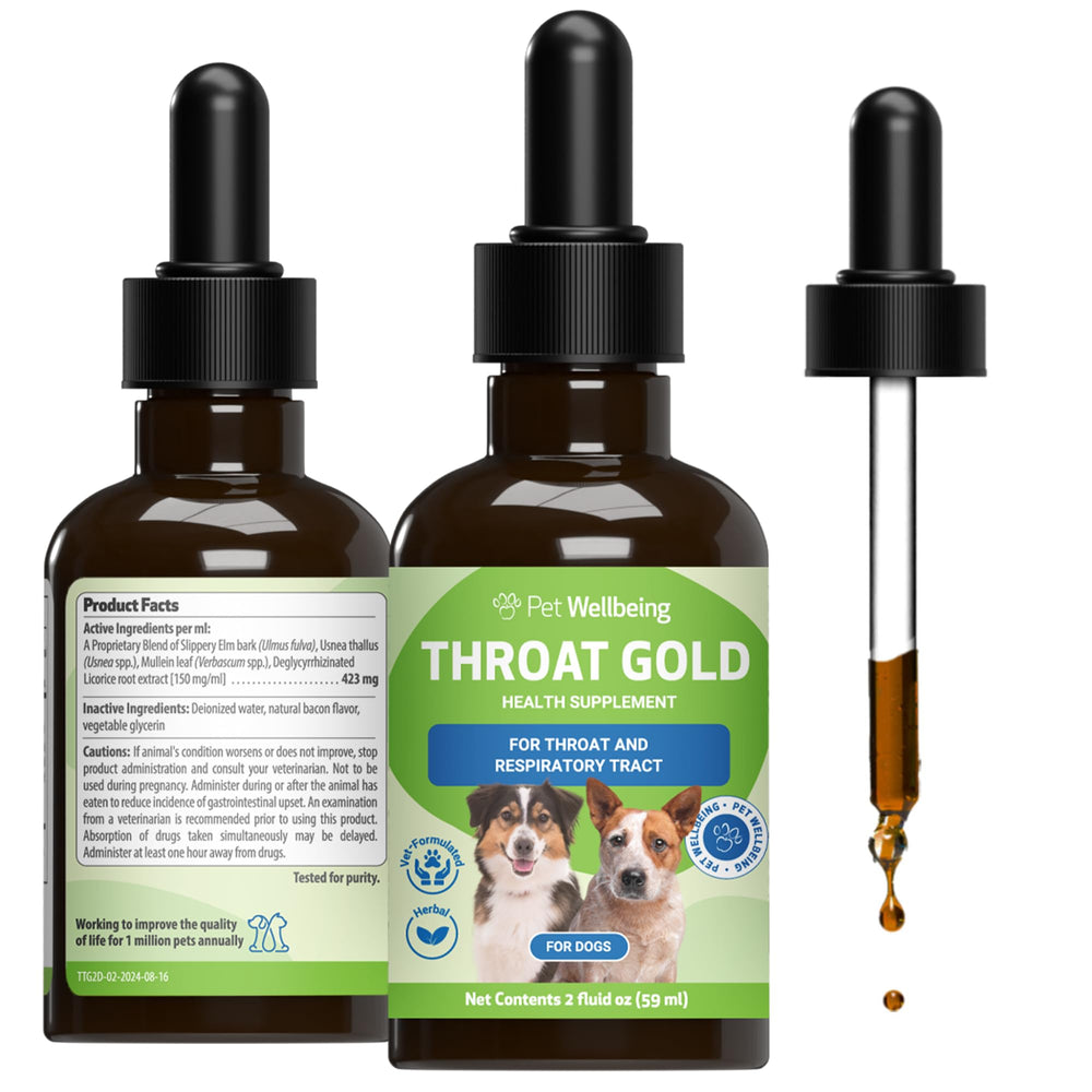Pet Wellbeing Throat Gold bottle for gentle throat care