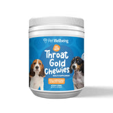 Pet Wellbeing Throat Gold Chewies bottle pour for easy, on the go throat support.