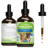 Pet Wellbeing Young at Heart bottle front showing a heart health support solution for dogs.