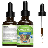 Pet Wellbeing Young at Heart bottle pour; easy dosing liquid for senior dogs.