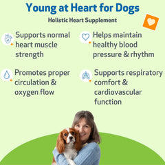 Pet Wellbeing Young at Heart label closeup showing hawthorn and motherwort ingredients.
