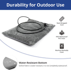 Petace outdoor heated cat bed inner-pad-adjustment illustrating adjustable loft for comfort