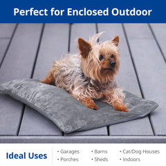 Petace outdoor heated cat bed side view highlighting durable cord and weather-ready build