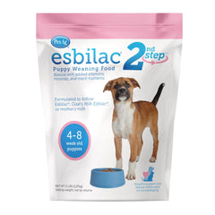 PetAg Esbilac 2nd Step pack on shelf supports gentle weaning