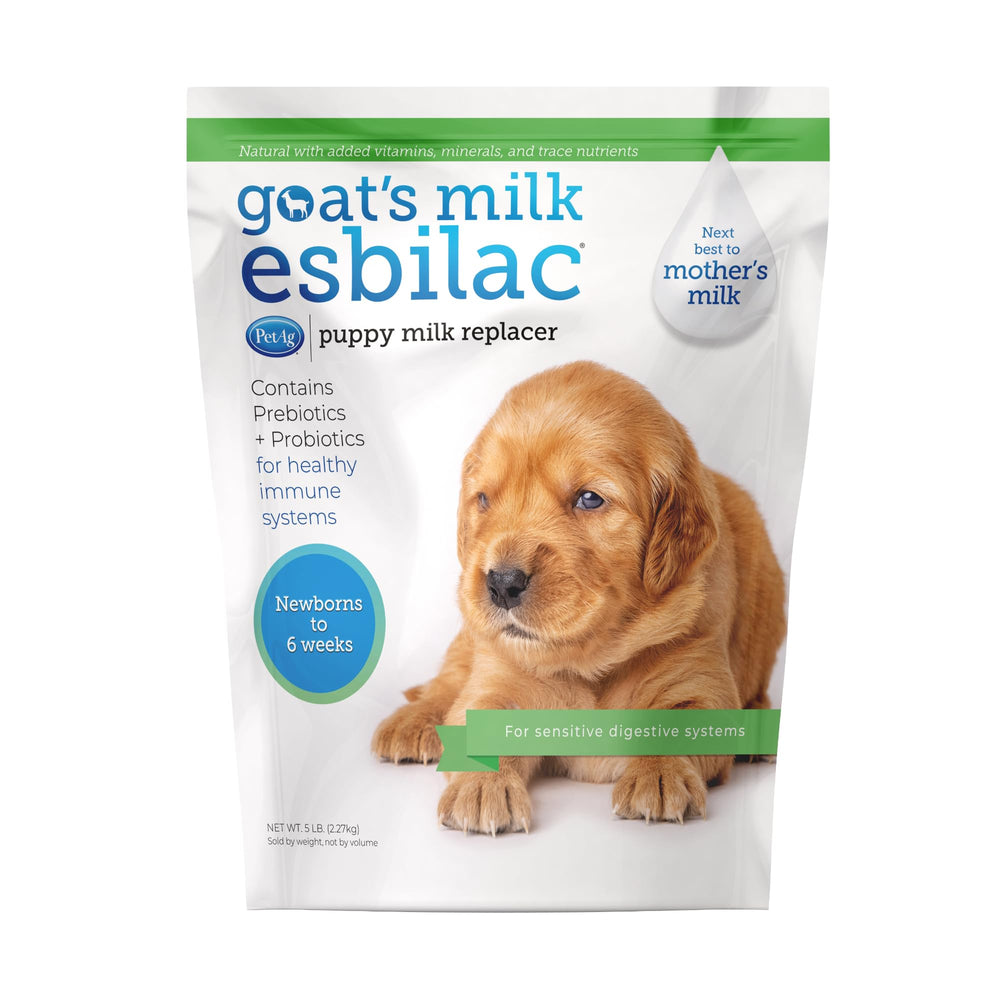 PetAg Esbilac powder puppy formula 5lb demonstrates convenient milk replacer for sensitive digestion.