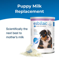 Puppies bottle-fed with PetAg Esbilac, supporting gentle digestion and growth.