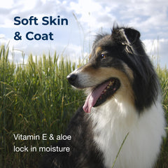 PetAg Fresh 'n Clean Crisp Linen label closeup shows vitamin E and Aloe benefits.