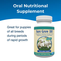 PetAg Sure Grow 100 packaging shown as trusted puppy supplement.