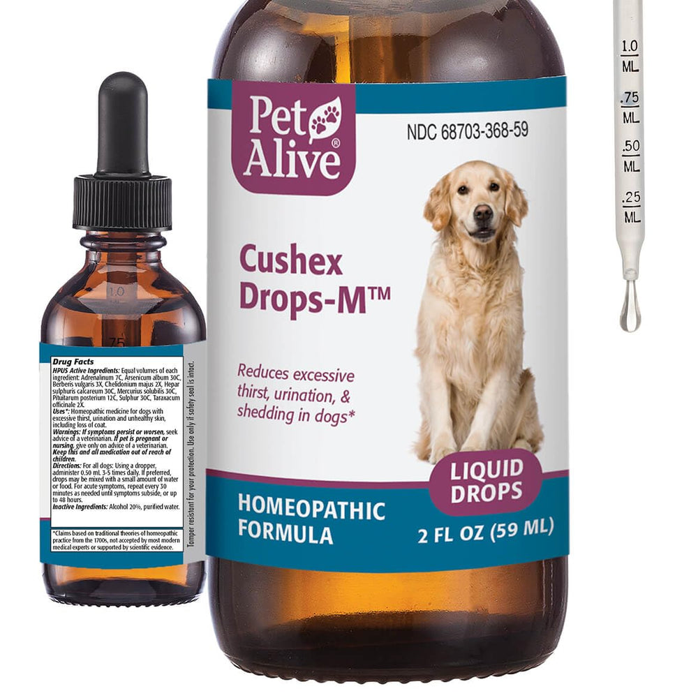 PetAlive Cushex Drops-M bottle for home use with dogs and cats.