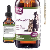 PetAlive EaseSure-S bottle label close-up showing herbal calming blend for pets