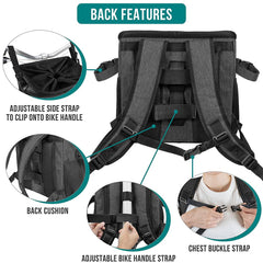 PetAmi dog bike car booster seat secured with adjustable straps for car rides.