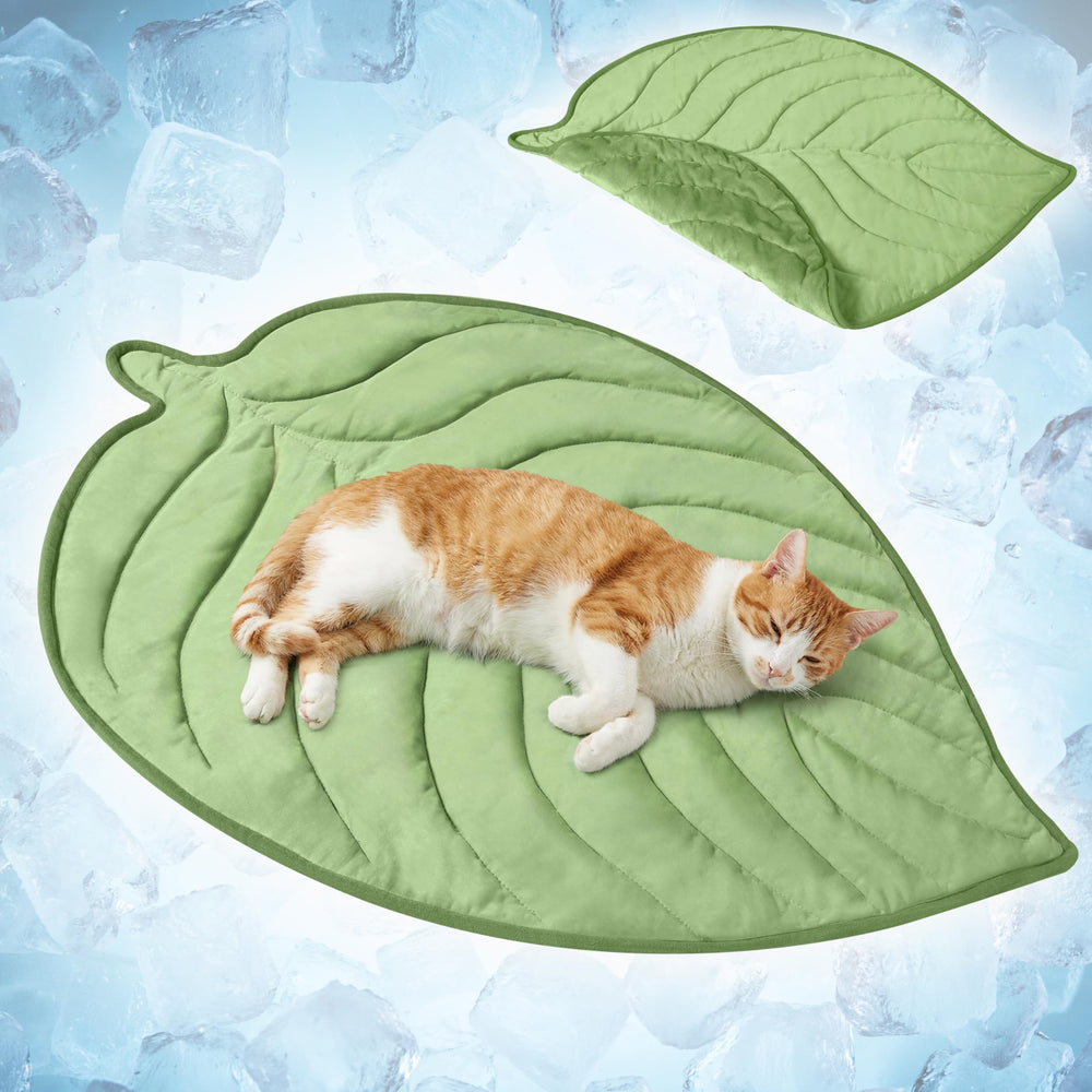 PetAmi dog cooling mat with leaf shape in sage green for all-season indoor comfort.