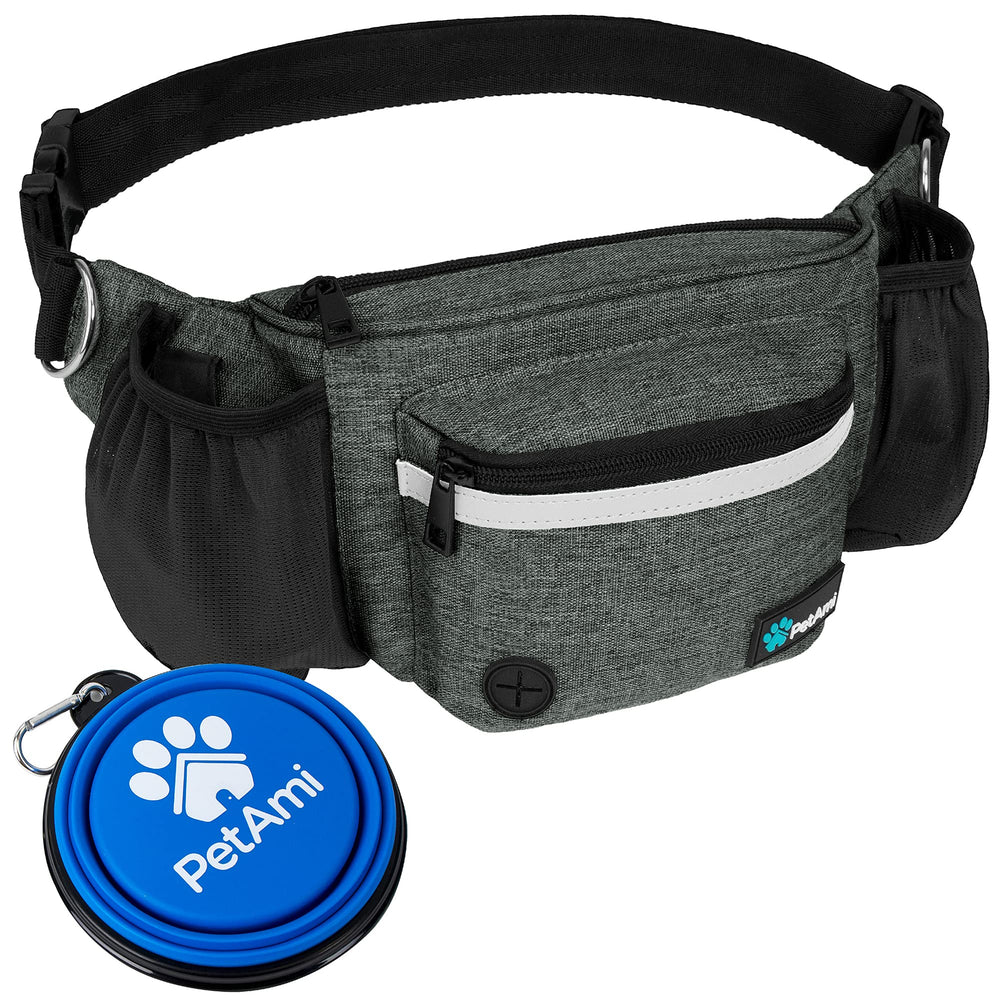 PetAmi dog fanny pack with collapsible bowl for on the go feeding