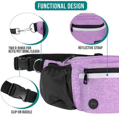 PetAmi dog fanny pack purple built-in poop bag dispenser for cleanup