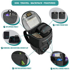PetAmi Dog Travel Bag Backpack multiple pockets organize treats, toys, and leashes on trips