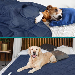 PetAmi blanket navy folded neatly for compact storage and travel.