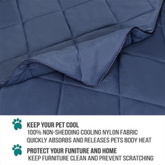 Reversible side of PetAmi cooling blanket navy for versatile use.