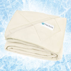 PetAmi Premium Cooling Blanket on-sofa provides comfort and furniture protection.