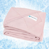 PetAmi Premium Cooling Blanket folded, plush pink comfort for pets.