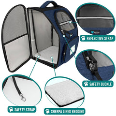 PetAmi sherpa-lined bed inside for cozy pet rest on trips.