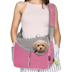 PetAmi sling carrier front view in pink, ideal for hands-free travel with a small pet