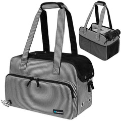PetAmi small dog purse carrier front view showing stripe black design and portability