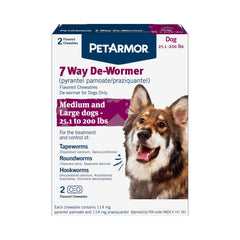 PetArmor 7-Way dewormer tablets in packaging for dogs, vet-quality protection.