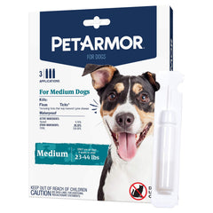 PetArmor fast-acting topical treatment for quick flea and tick relief on medium dogs.